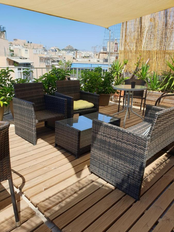 Renovated Studio With Roof Garden Access, 15 M Walk To Acropolis Apartment Athena Bagian luar foto